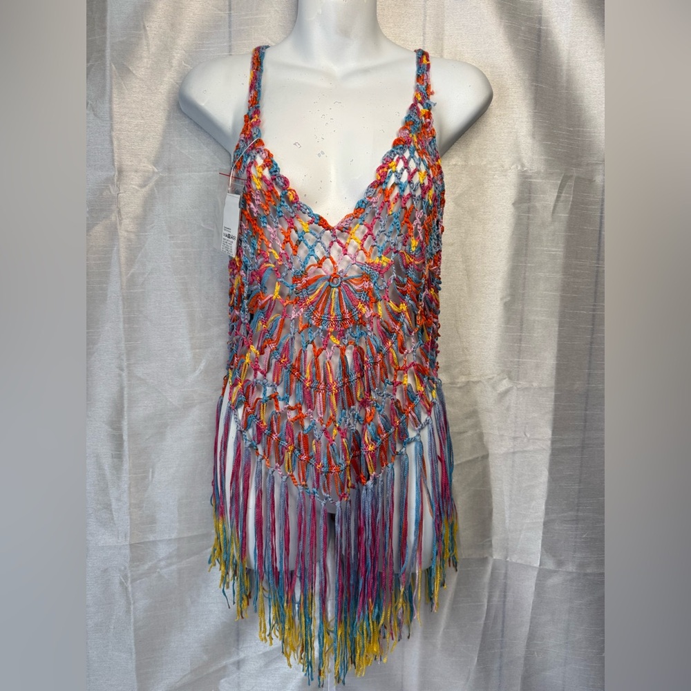 Colorful Crochet Fringe Top